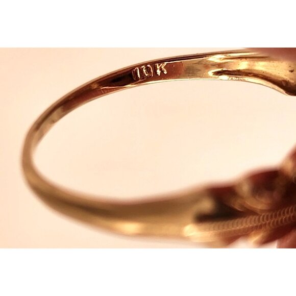 Vintage Cameo Ring With Diamond Accent In Ornate Gold Setting Original Box RARE - Picture 9 of 14